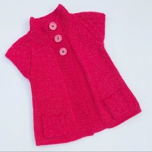 Arizona Hot Pink Metallic Crochet Sweater 2T